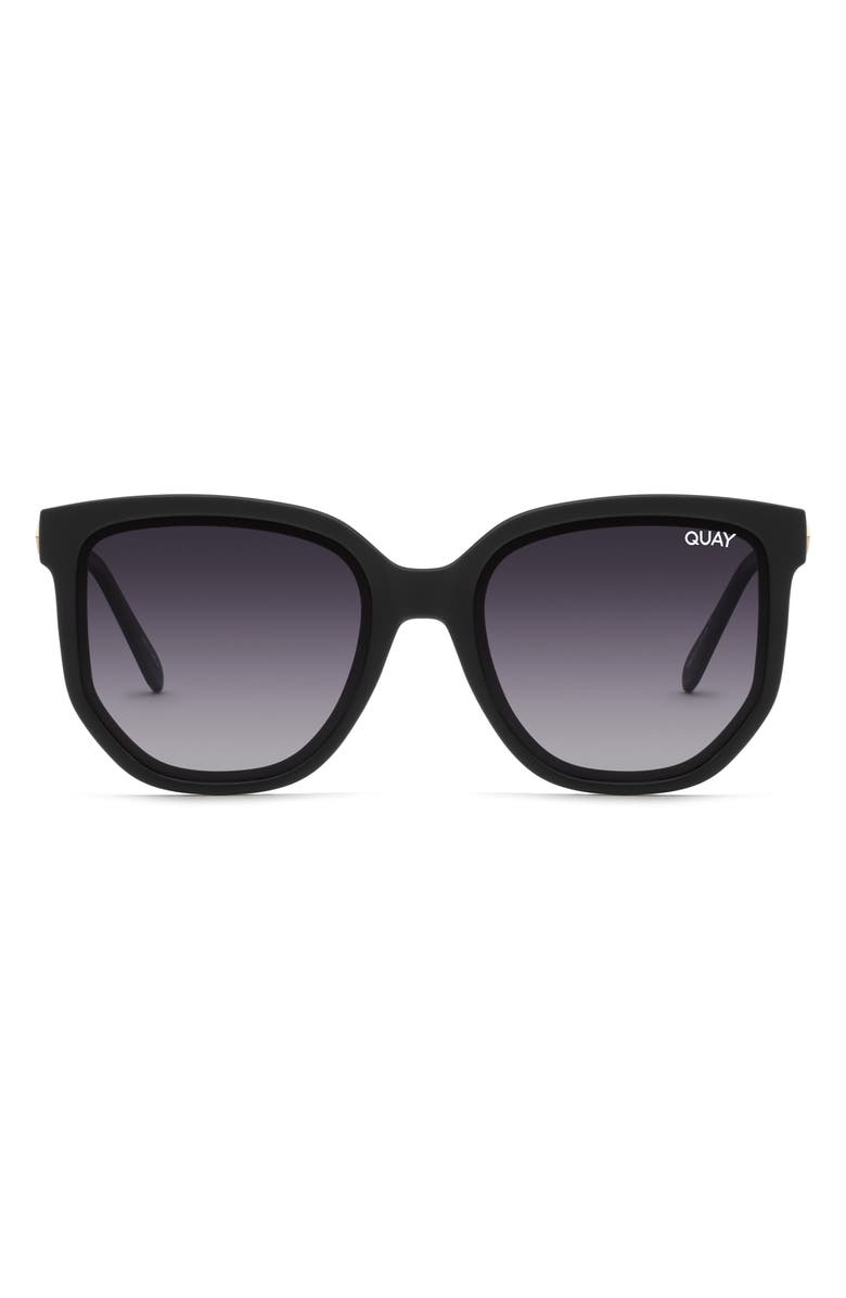 QUAY Coffee Run 53mm Polarized Sunglasses, Main, color, Black / Smoke