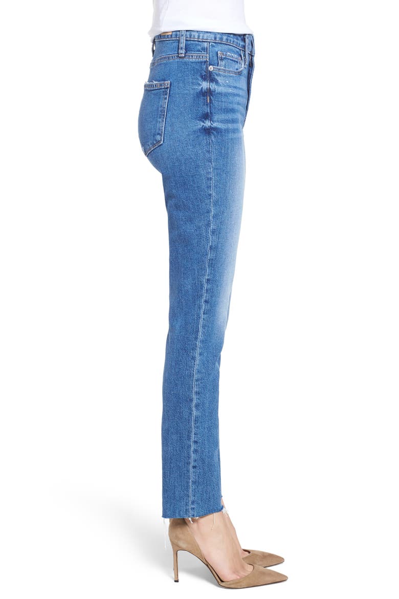 Vintage Hoxton High Waist Slim Raw Hem Jeans, Alternate, color, BIRDIE