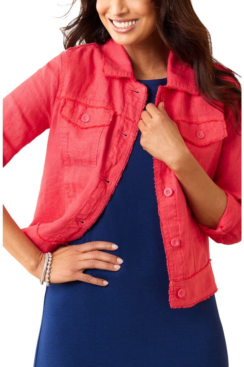 Two Palms Linen Raw Edge Jacket, Main, color, PARADISE PINK