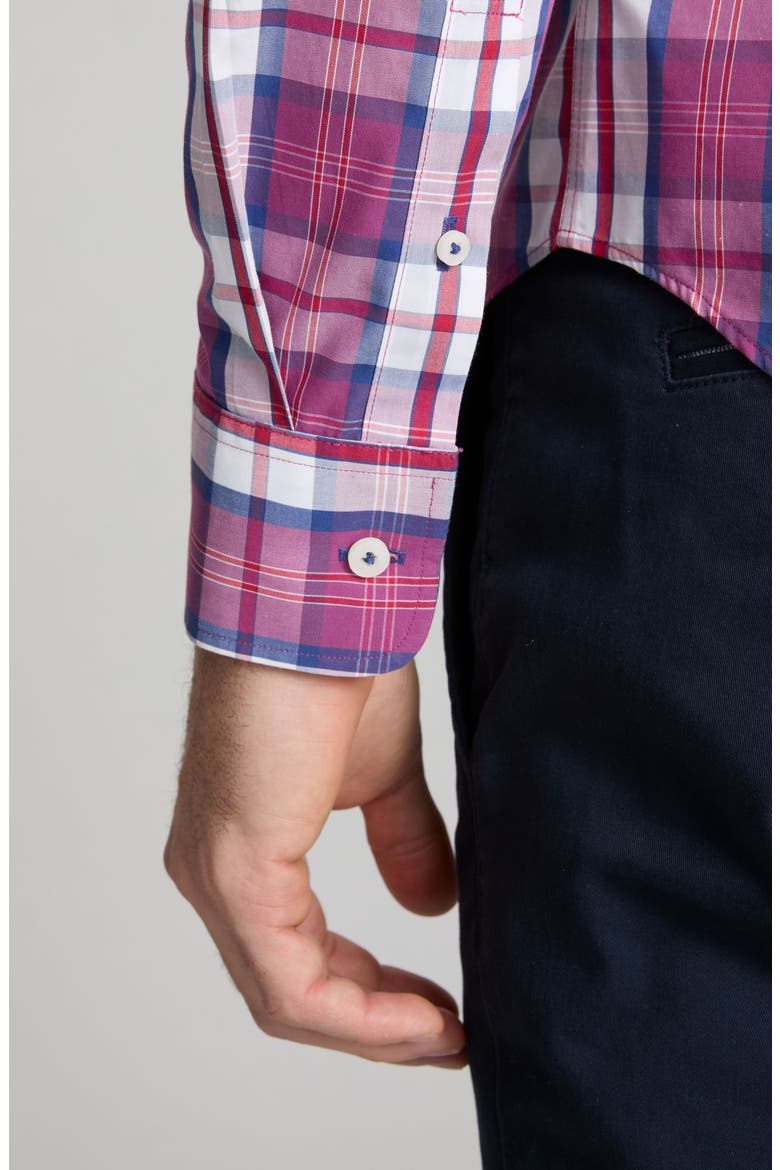 Rafferty Wrinkle Free Cotton Button-Up Shirt, Alternate, color, PLUM