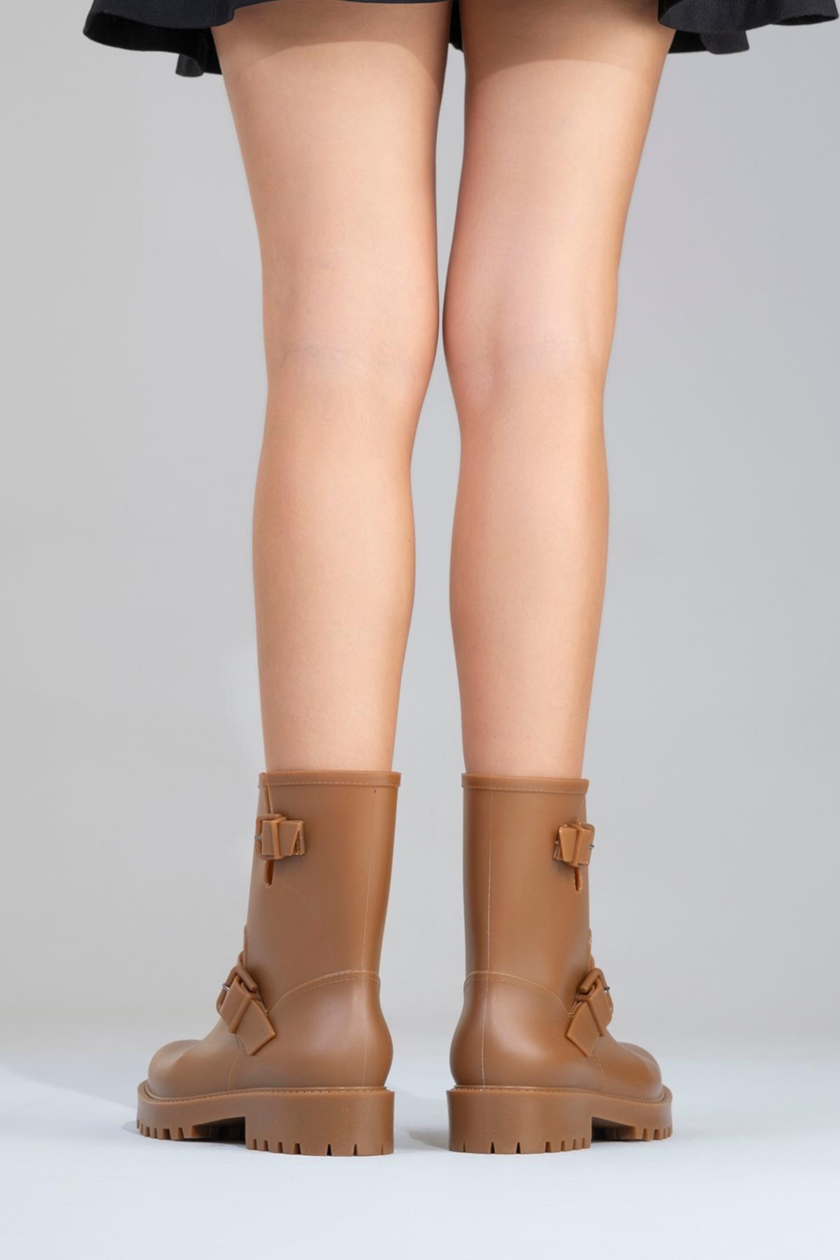 Zone Rain Boot, Alternate, color, Cognac Faux Leather