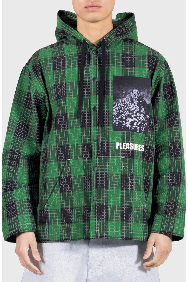Virtual Hooded Snap-Up Shirt, Main, color, GREEN