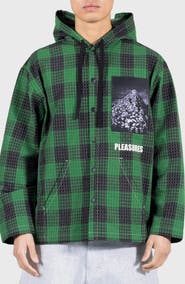 PLEASURES Virtual Hooded Snap-Up Shirt
