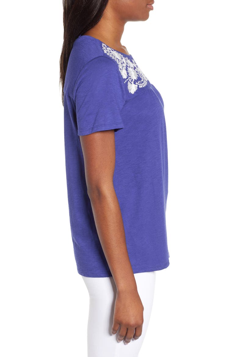 Gibson x Hi Sugarplum! Savannah Embroidered Yoke Tee (Nordstrom Exclusive), Alternate, color, SANTORINI BLUE WHITE