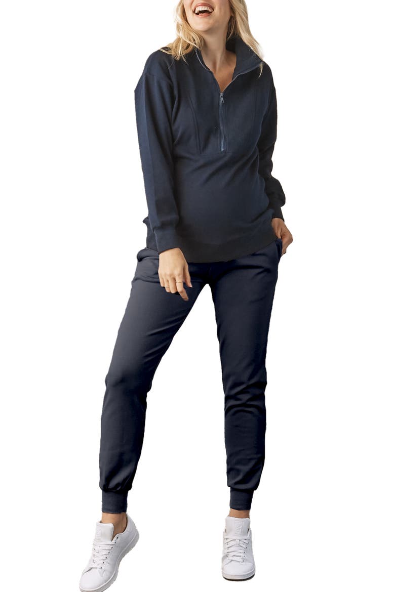 Maternity/Nursing 2-Piece Track Set, Main, color, NAVY