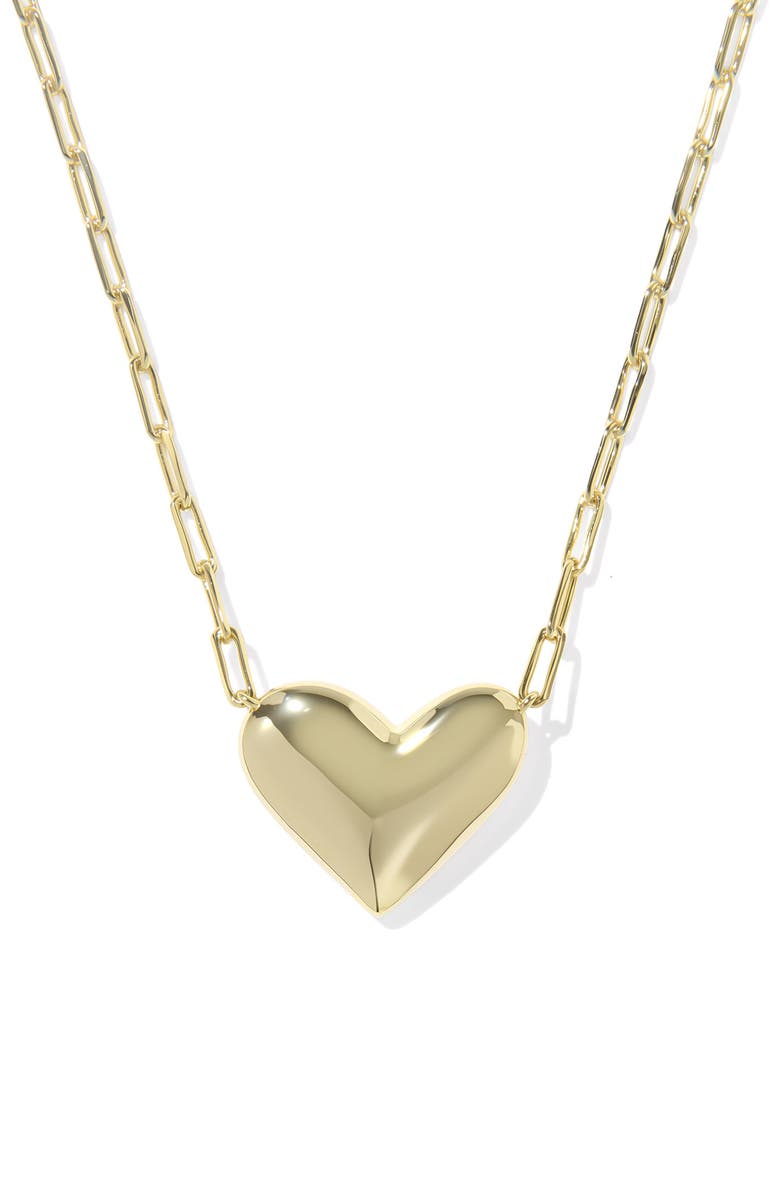 Kendra Scott Ari Heart Pendant Necklace, Alternate, color, Gold Ivory Mother Of Pearl