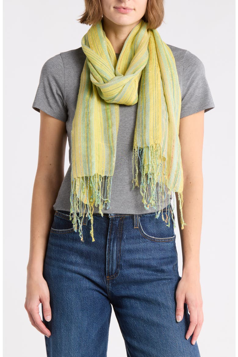 Multicolored Stripe Scarf, Main, color, GREEN
