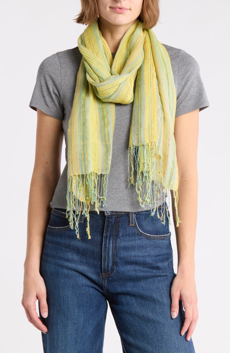 La Fiorentina Multicolored Stripe Scarf, Main, color, Green