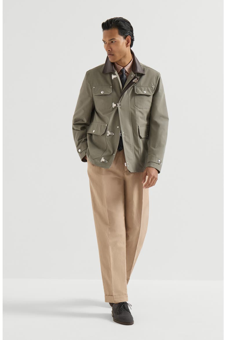 Garment-dyed cotton and linen shirt, Alternate, color, Tobacco