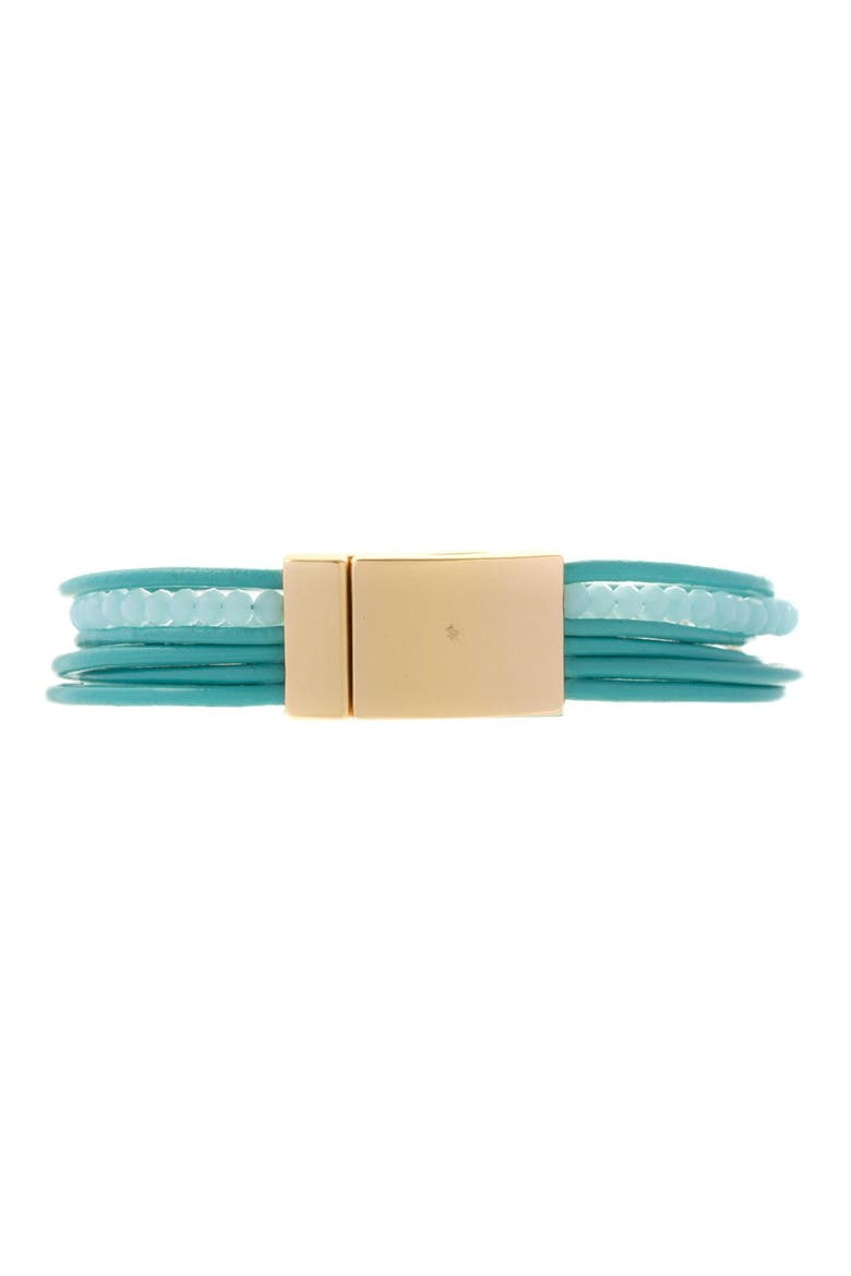 Arrow Beaded Multistrand Leather Bracelet, Alternate, color, TURQUOISE