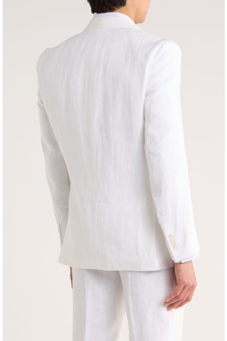 Two Button Notch Lapel Woven Linen Sport Coat, Alternate, color, WHITE SOLID