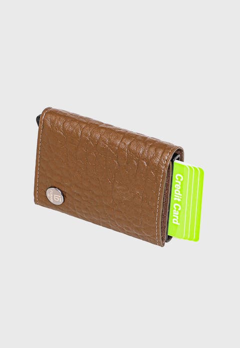 Genuine Leather Elephant Pattern Trifold Card Holder