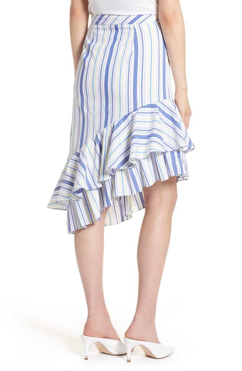 Halogen<sup>®</sup> Ruffle Hem Stripe Skirt, Alternate, color,