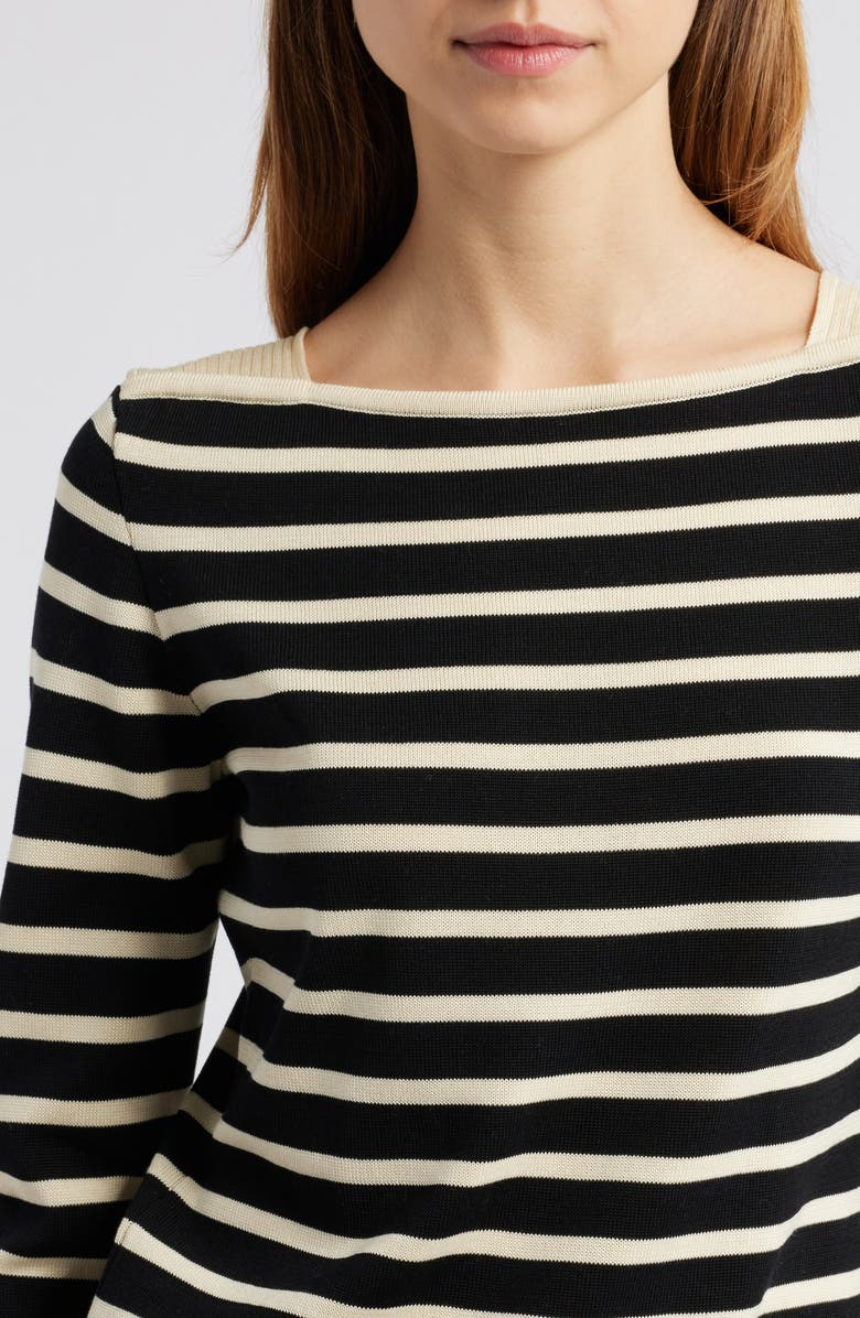 FRAME Stripe Square Neck Cotton Sweater, Alternate, color, Black Multi
