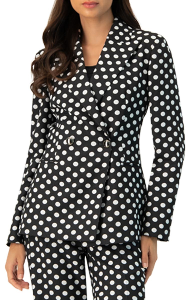 IVONNE Double-Breasted Polka Dot Blazer, Main, color, Black