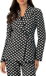IVONNE Double-Breasted Polka Dot Blazer