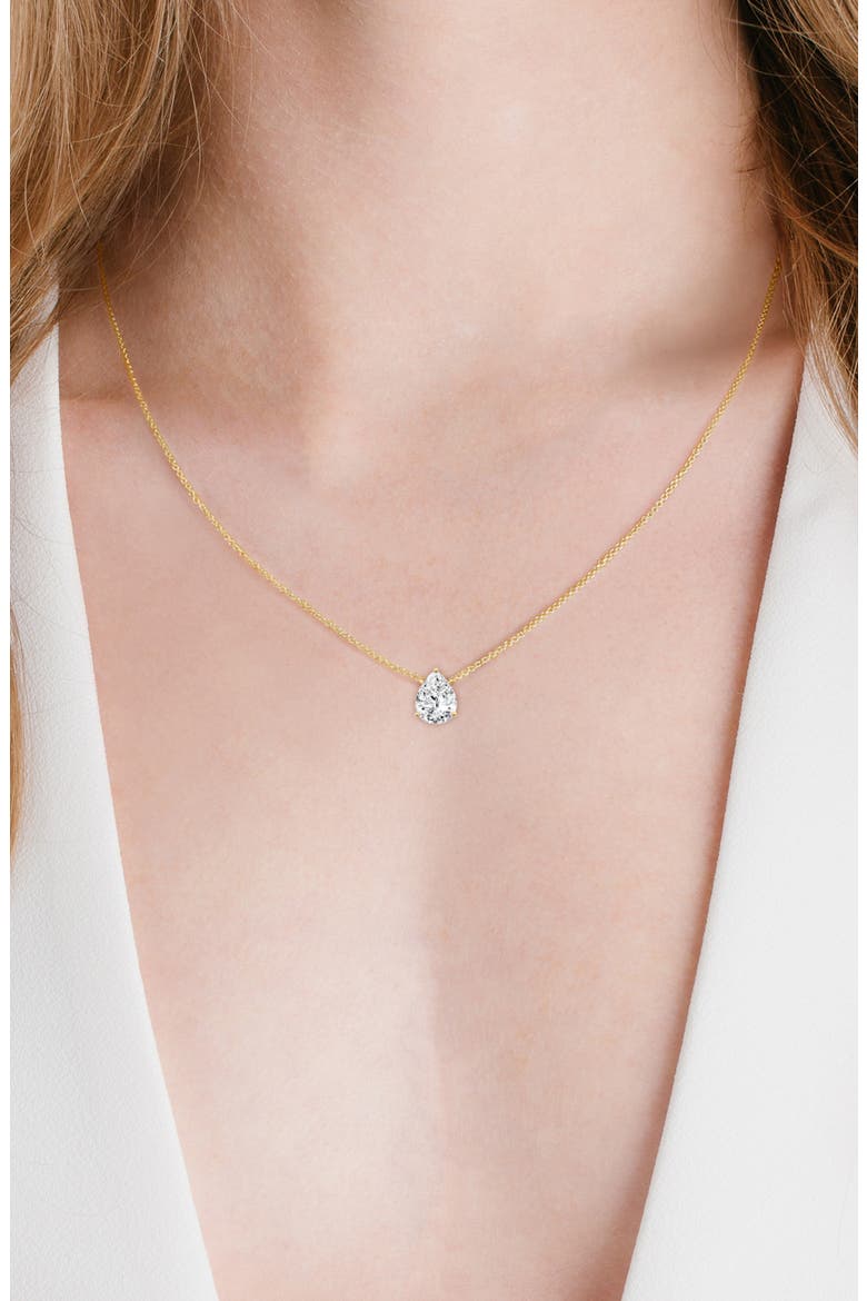 Solitaire Pear Pendant Necklace, Alternate, color, 18KYG/ CLEAR STONE
