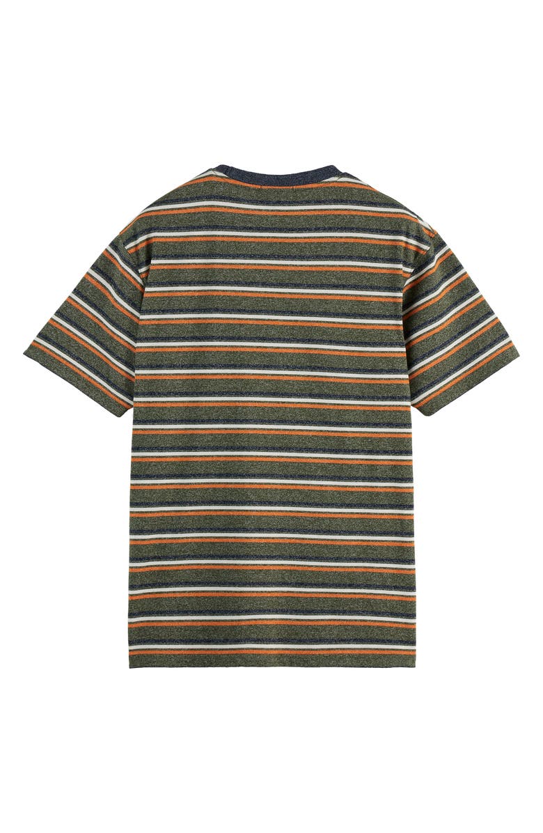 Scotch & Soda Relaxed Fit Stripe Pocket T-Shirt, Alternate, color, Green/ Multi Stripe