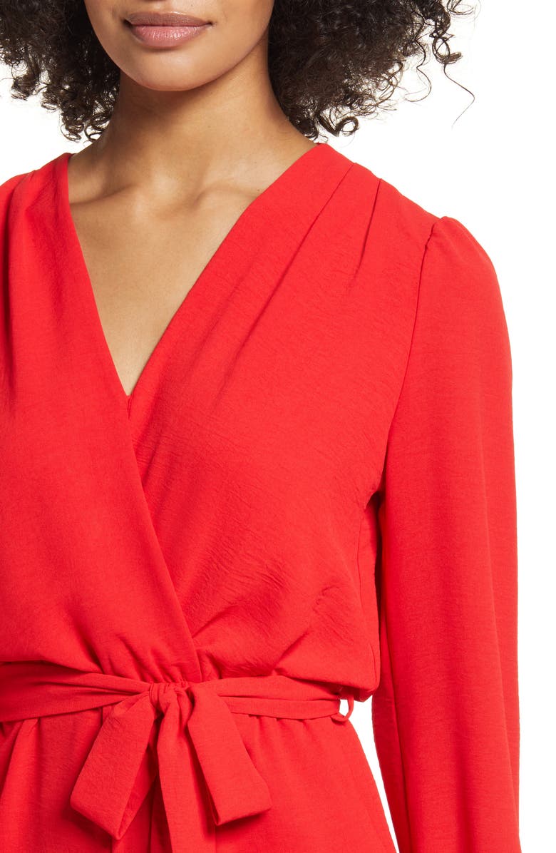 Fraiche by J Long Sleeve Romper, Alternate, color, Tomato