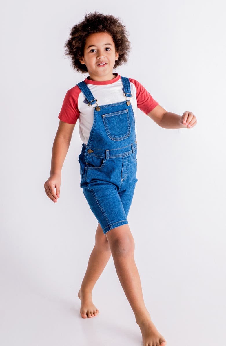 DOTTY DUNGAREES Kids' Stonewash Stretch Cotton Denim Shortalls, Alternate, color, 