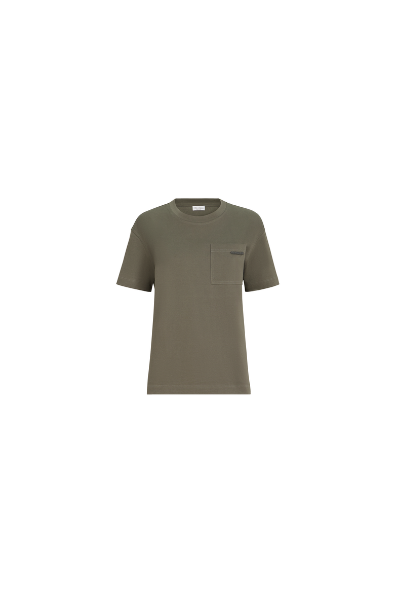 Cotton jersey T-shirt with shiny tab, Alternate, color, Origano