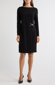 Anne Klein Long Sleeve Scuba Sheath Dress