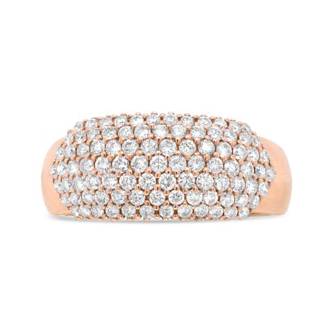 18K Rose Gold 1.00 Cttw Diamond Multi Row Dome Band Ring