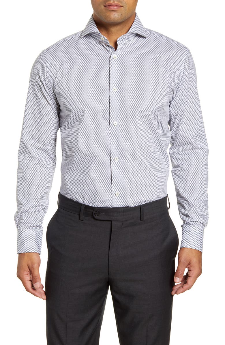Bugatchi Trim Fit Micro Print Dress Shirt, Main, color,