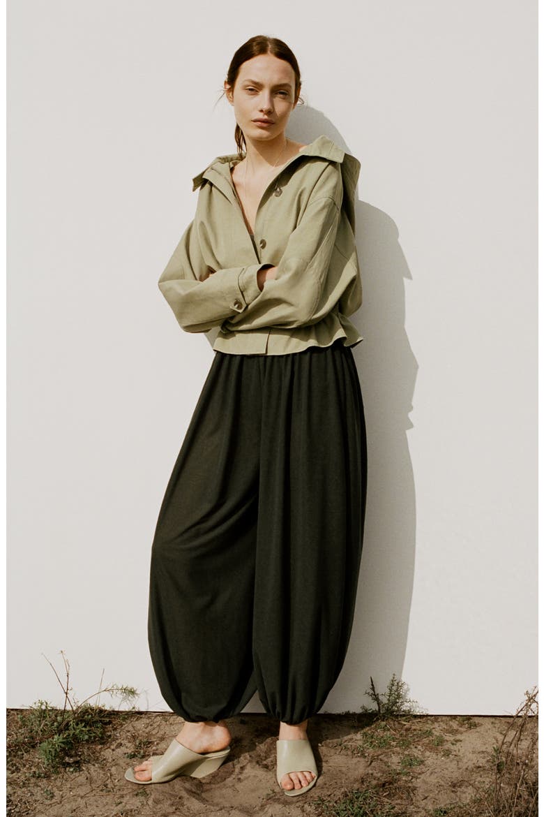 Pleated Balloon Pants, Alternate, color, KHAKI GREEN