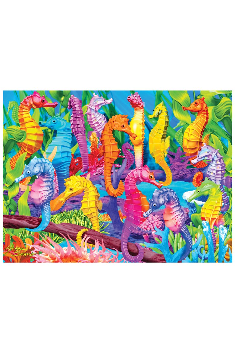 Singing Seahorses 300 Piece Glow Puzzle, Alternate, color, Multicolor