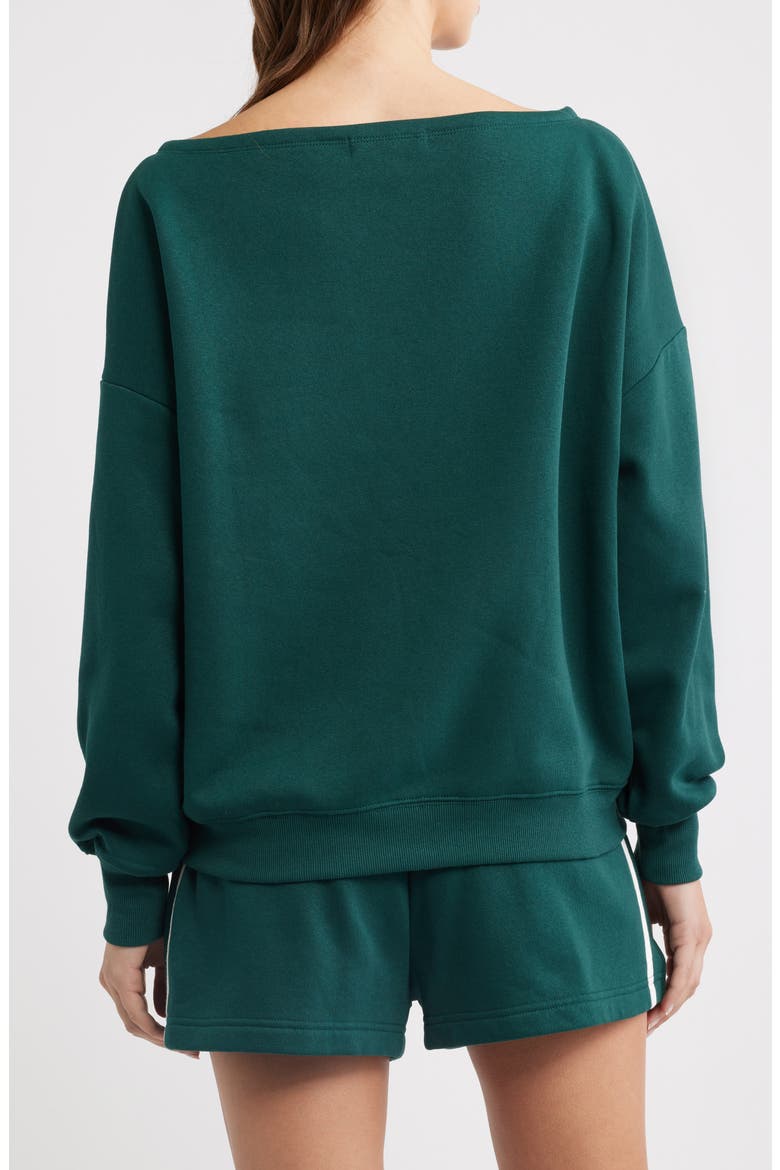 Off the Shoulder Graphic Sweatshirt, Alternate, color, GREEN