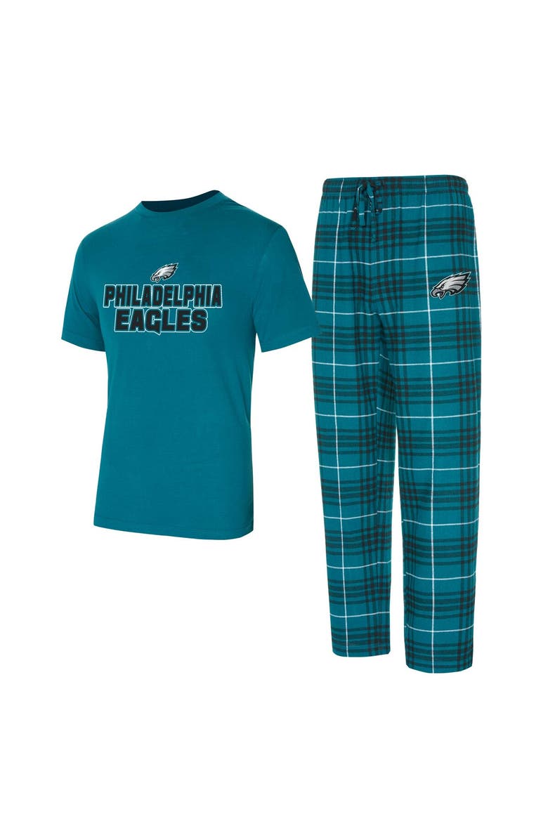 CONCEPTS SPORT Men's Concepts Sport  Midnight Green/Black Philadelphia Eagles Vector T-Shirt & Flannel Pants Sleep Set, Main, color, 