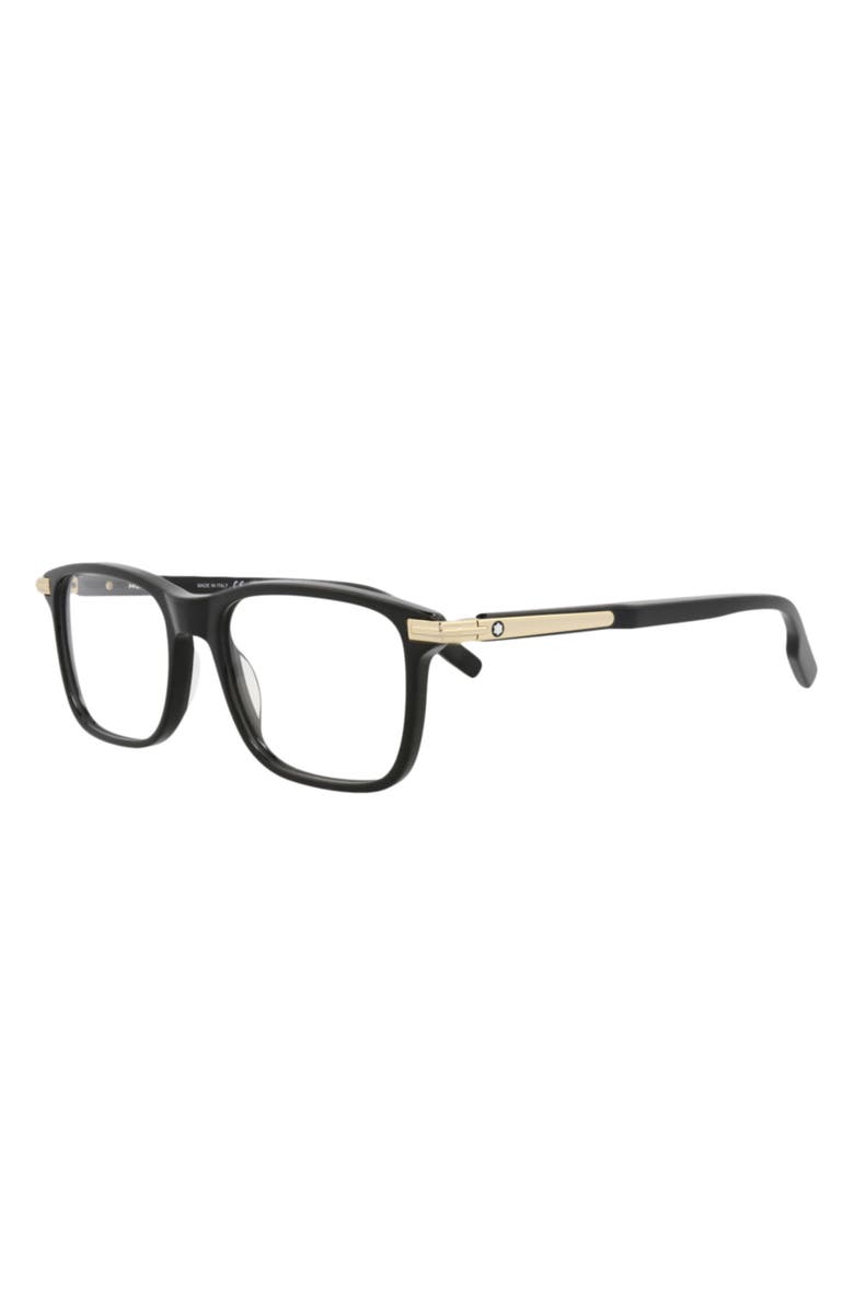 Montblanc 54mm Rectangle Optical Frames, Alternate, color, Black Black Transparent