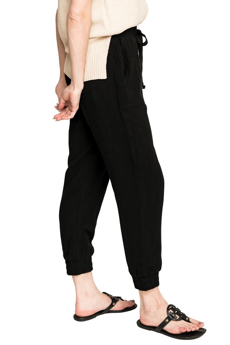 Linen Joggers, Alternate, color, BLACK