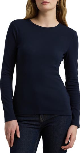 (取寄) ローレン ラルフローレン レディース コットンブレンド ロング スリーブ トップ Lauren Ralph Lauren women Cotton-Blend Long Sleeve Top Festive Red Women's Lauren Ralph Lauren Cotton-Blend Long Sleeve Top
