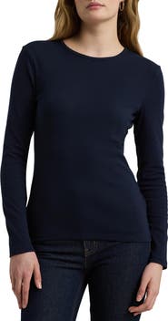 Lauren Ralph Lauren Long Sleeve Cotton Blend Top