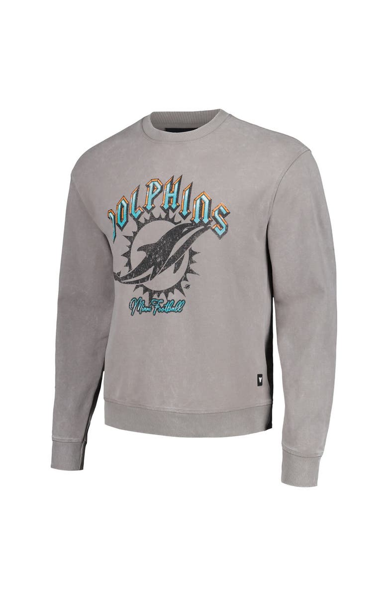 THE WILD COLLECTIVE Unisex The Wild Collective Gray Miami Dolphins Distressed Pullover Sweatshirt, Alternate, color, Gray