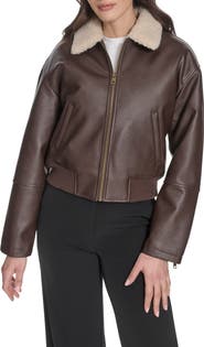 Levi's Faux Leather Bomber Jacket with Faux Shearling Collar