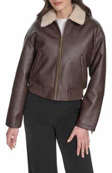 Levi's Faux Leather Bomber Jacket with Faux Shearling Collar