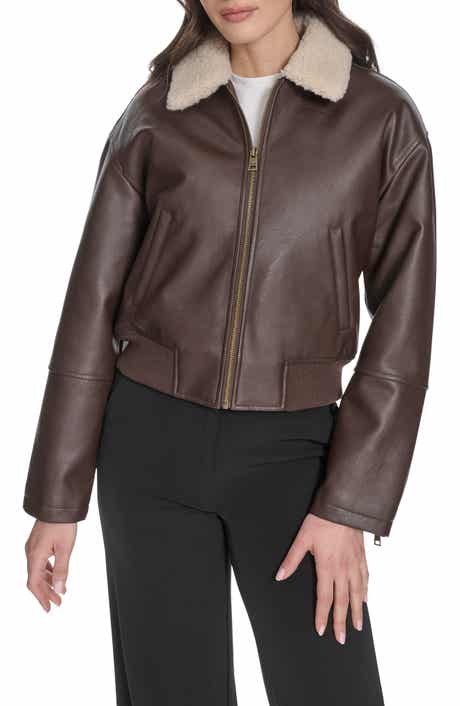 Levi's Faux Leather Bomber Jacket with Faux Shearling Collar