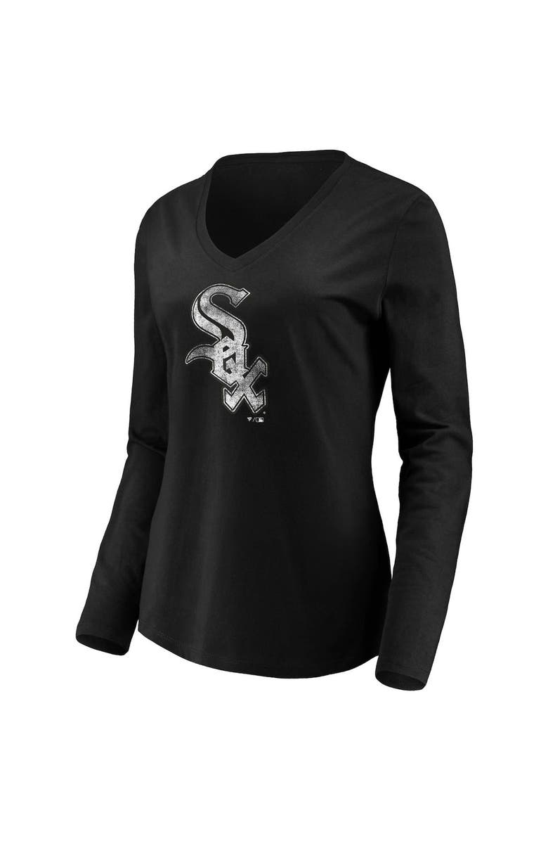 FANATICS Women's Fanatics Branded Black Chicago White Sox Core Team Long Sleeve V-Neck T-Shirt, Alternate, color, Black