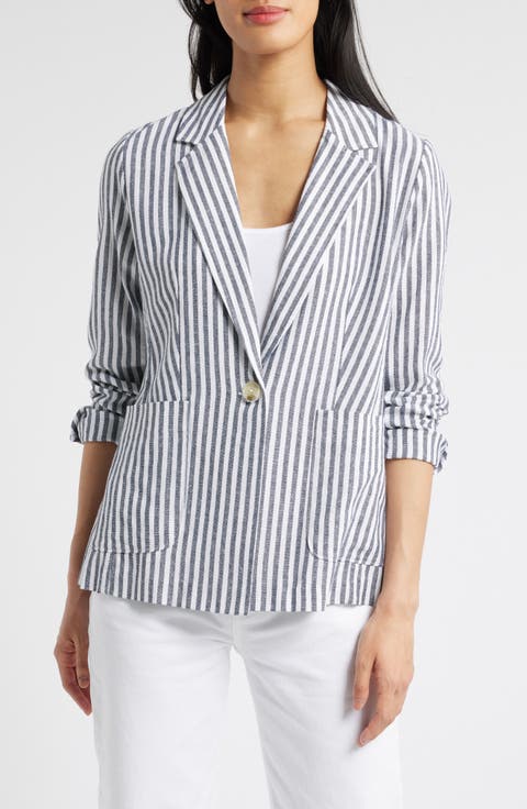 Stripe Linen Blend Blazer