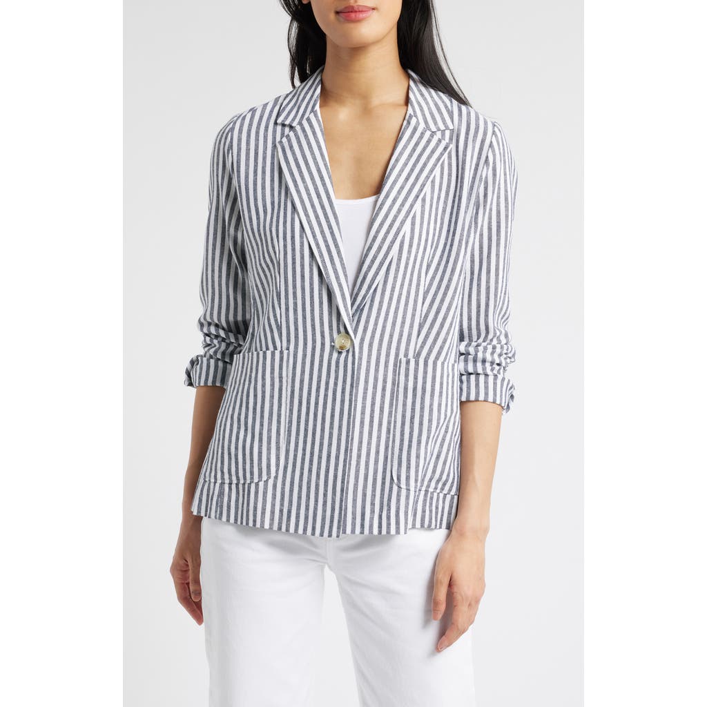 CASLONR CASLON(R) STRIPE LINEN BLEND BLAZER