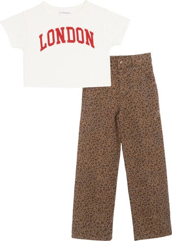 Kids' London Graphic T-Shirt & Leopard Twill Pants Set