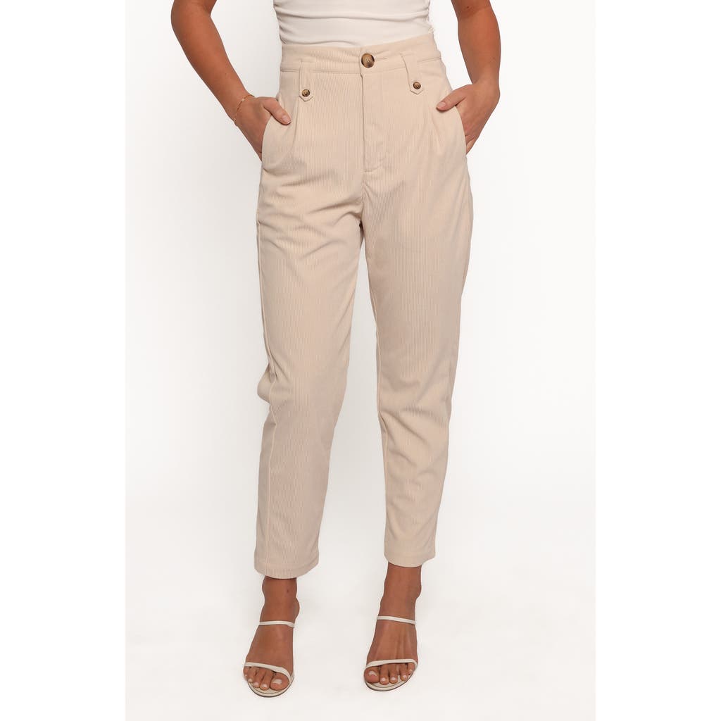 Petal And Pup Petal & Pup Jones Crop High Waist Corduroy Pants In White
