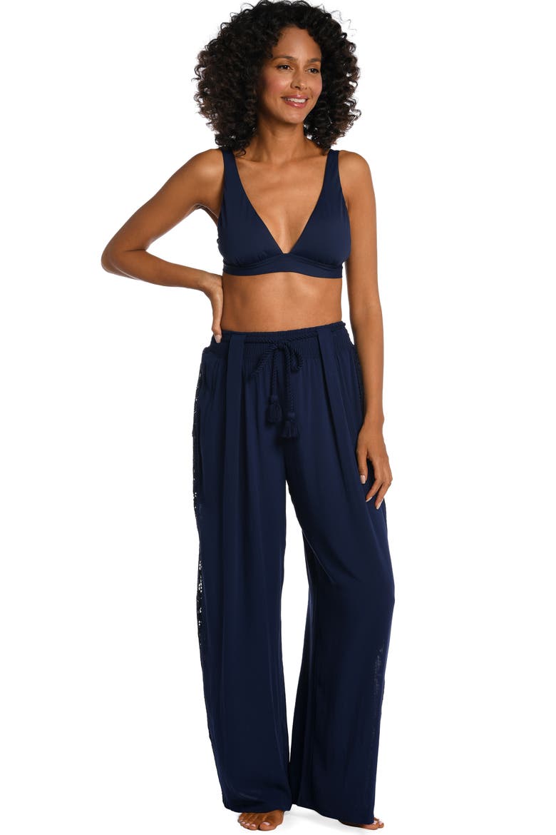 Coastal Crochet Wide Leg Cover-Up Pants, Alternate, color, INDIGO
