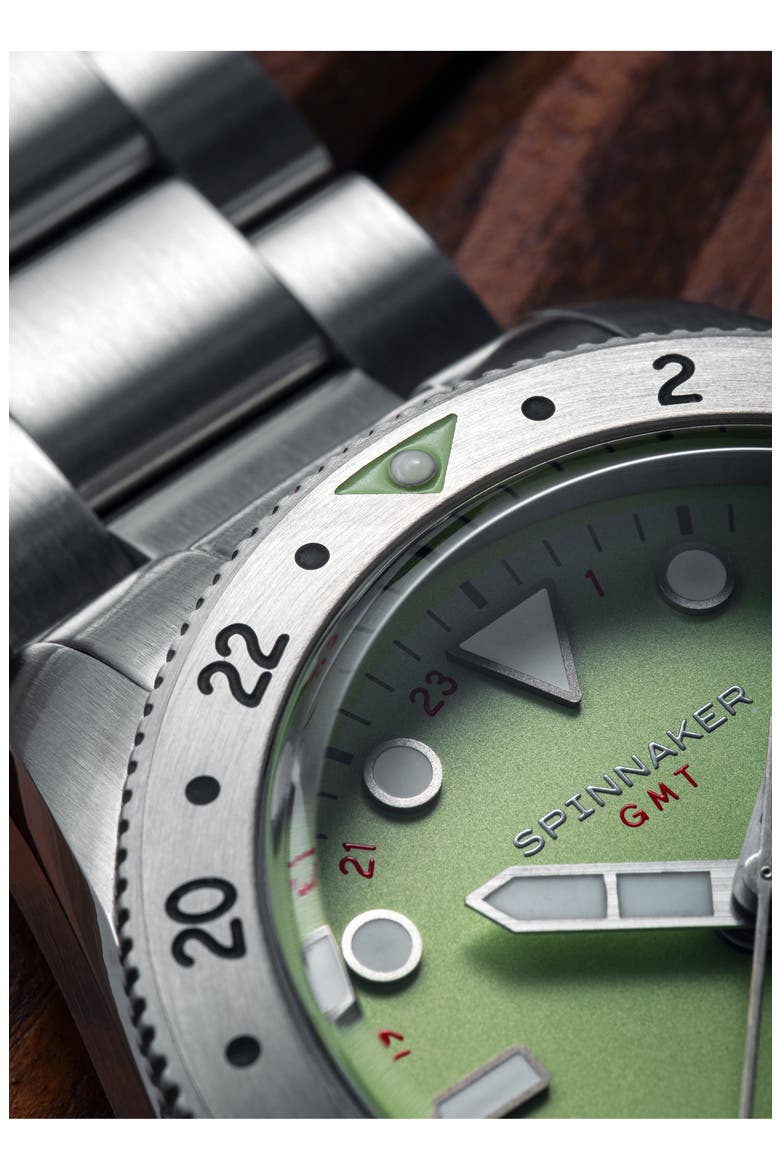 Croft GMT Automatic Bracelet & Rubber Strap Watch, 39mm, Alternate, color, GREEN