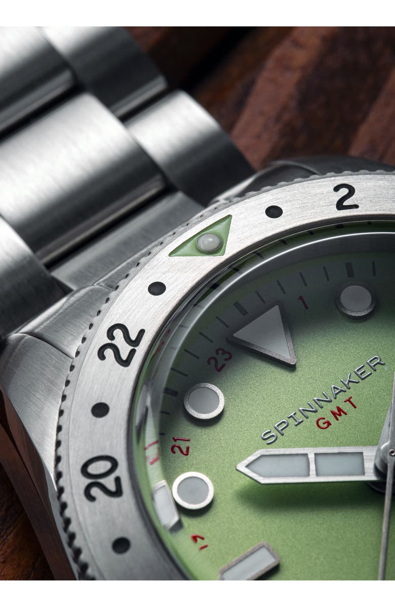 SPINNAKER Croft GMT Automatic Bracelet & Rubber Strap Watch, 39mm, Alternate, color, Green