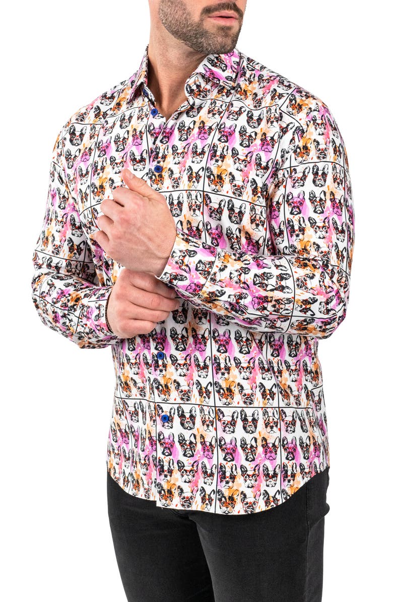 Maceoo Fibonacci Frenchienerd Contemporary Fit Button-Up Shirt, Alternate, color, White