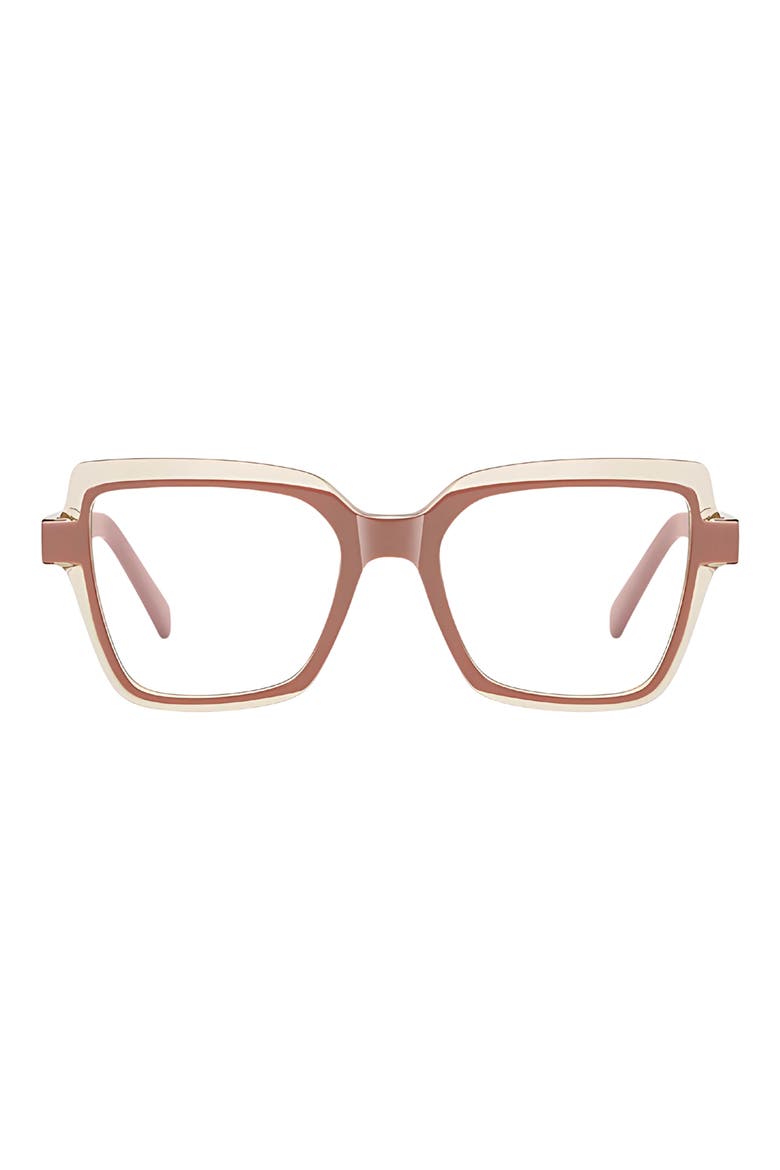 Kitt 50mm Square Blue Light Blocking Glasses, Main, color, TAN / CLEAR